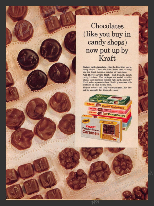 1963 Kraft Chocolate Covered Caramels Candy Print Advertisement Ad