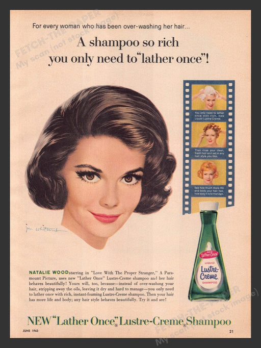 1963 Lustre-creme Shampoo Natalie Wood Print Advertisement Ad