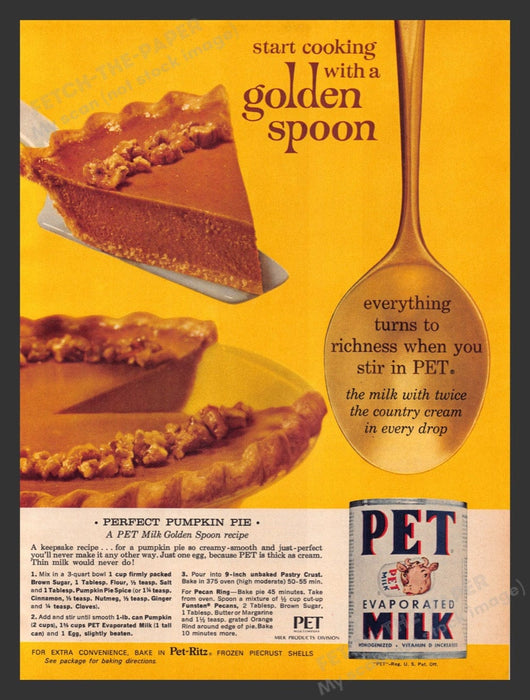 1963 PET Evaporated Milk "Perfect Pumpkin Pie" Recipe Print Advertisement Ad