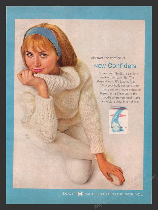 1963 Scott Confidets Sanitary Napkin Print Advertisement Ad