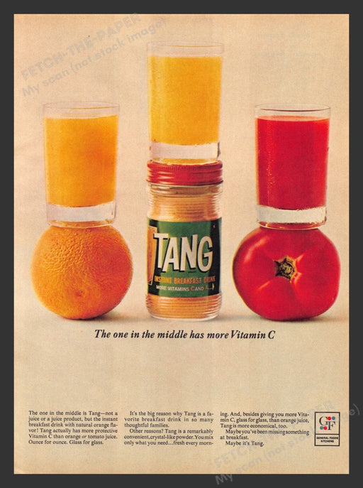 1963 Tang Instant Drink Orange & Tomato Print Advertisement Ad