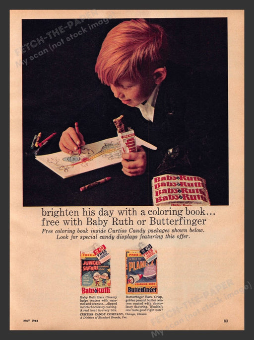 1964 Baby Ruth & Butterfinger Candy Coloring Books Print Advertisement Ad