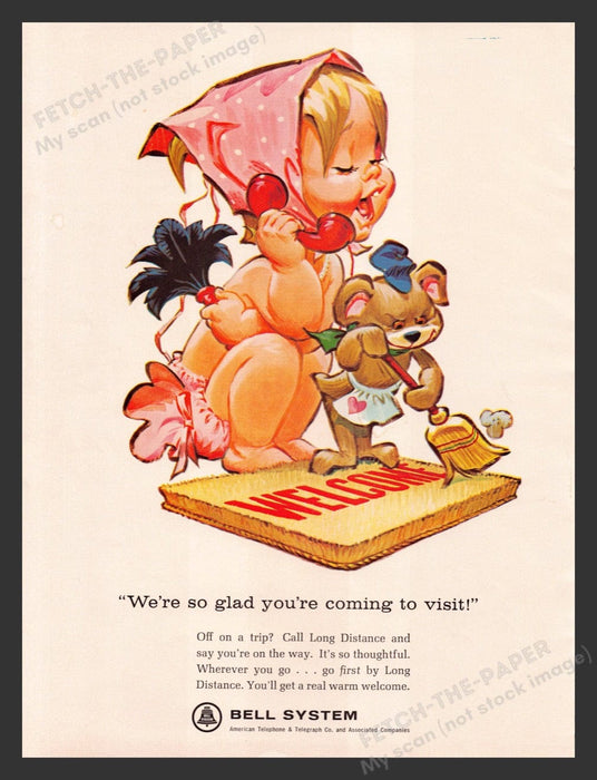 1964 Bell Telephone System Illustration Long Distance Print Advertisement Ad