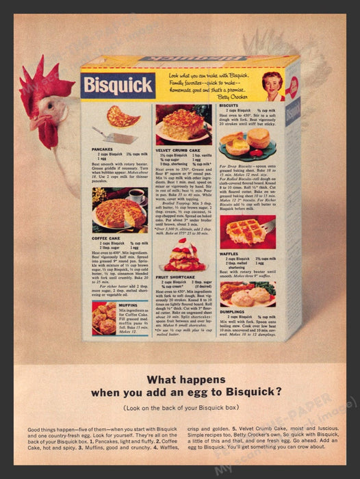 1964 Bisquick Chicken Back of Box Recipes Print Advertisement Ad