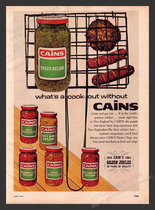 1964 Cains New England Relishes Print Advertisement Ad