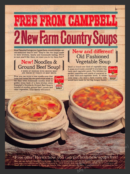 1964 Campbell's Farm Country Soups Print Advertisement Ad