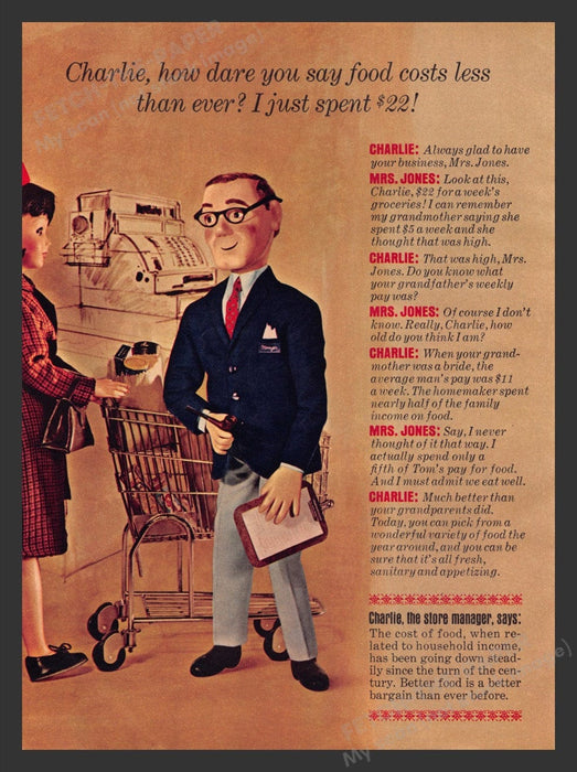 1964 Family Circle Mrs. Jones & Charlie Market Promo #2 Print Advertisement Ad