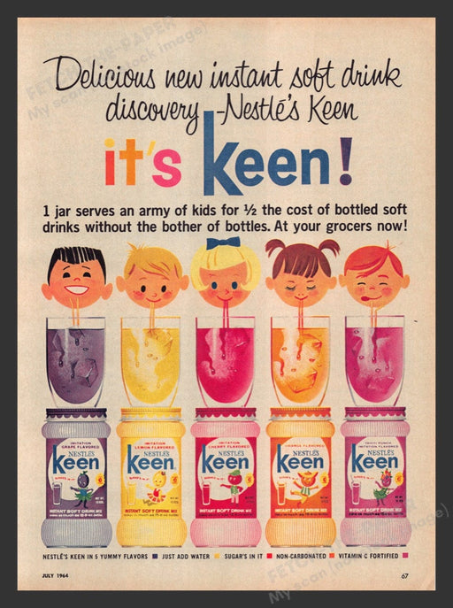 1964 Nestle's Keen Instant Soft Drink Print Advertisement Ad