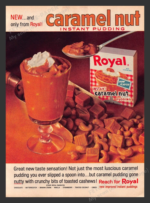 1964 Royal Instant Caramel Nut Pudding Print Advertisement Ad