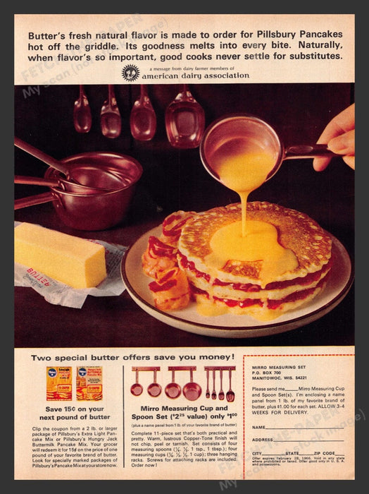 1965 American Dairy Association Pillsbury Pancake Mix Print Advertisement Ad