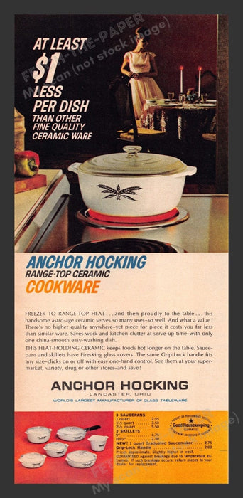 1965 Anchor Hocking Cookware Black Wheat Pattern Print Advertisement Ad