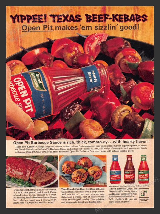 1965 Good Seasons Open Pit Barbeque Sauce Kabobs Print Advertisement Ad