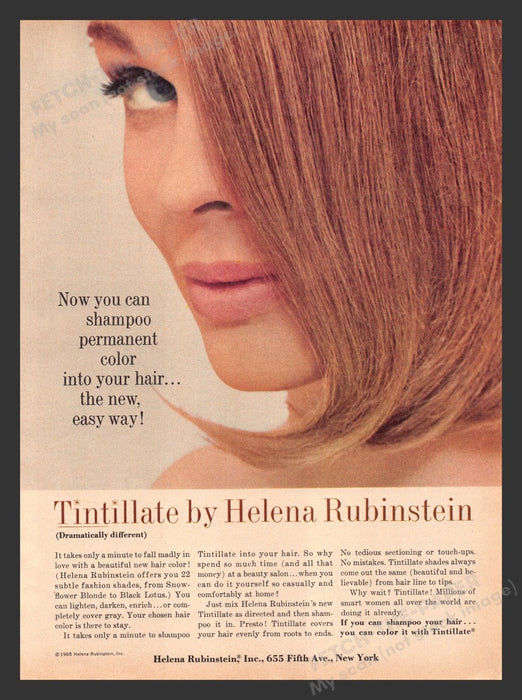 1965 Helena Rubinstein Tintillate Hair Permanent Print Advertisement Ad