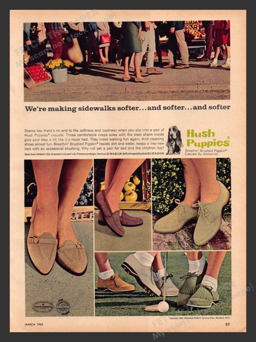 1965 Hush Puppies Women's Shoes Casual & Golf Print Advertisement Ad