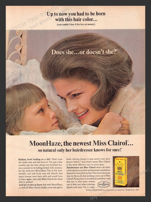 1965 Miss Clairol MoonHaze Hair Color Print Advertisement Ad