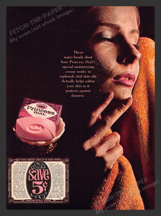1965 Princess Dial Soap Coupon Woman Drying Off Print Advertisement Ad