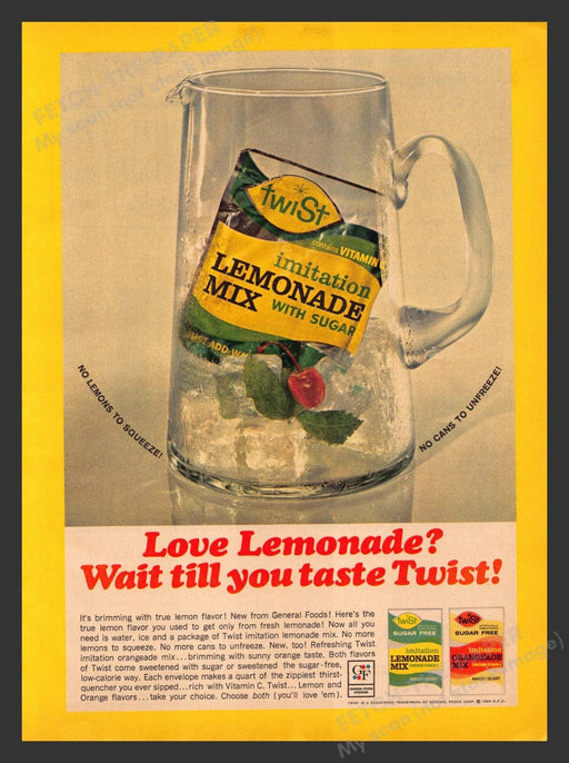1965 Twist Imitation Lemonade Mix with Sugar Print Advertisement Ad