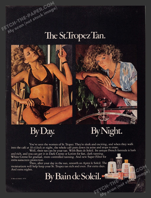 1977 Print Advertisement St. Tropez by Bain de Soleil Tanning Lotion Ad.