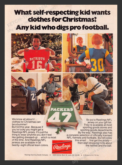 1978 Rawlings Pro Football Jerseys for Christmas Print Advertisement Ad
