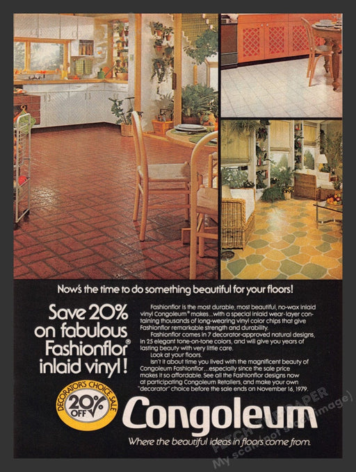 1979 Congoleum Vinyl Flooring Kitcehn Sunroom Print Advertisement Ad