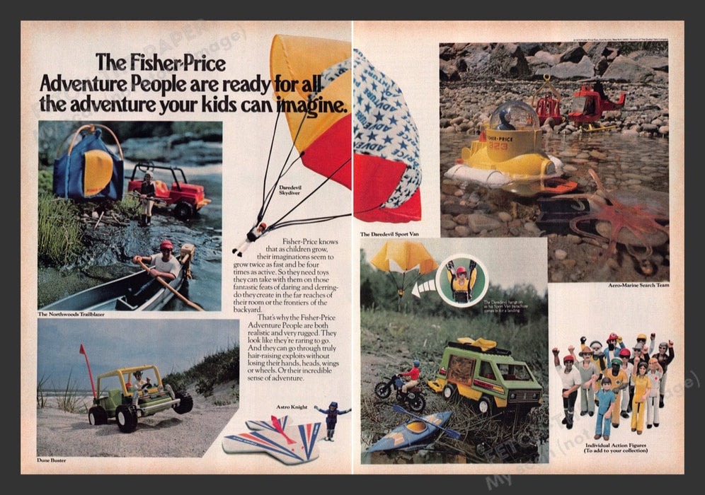 1979 Fisher Price Adventure People Toy Assortment Print Advertisement (2 Pages)
