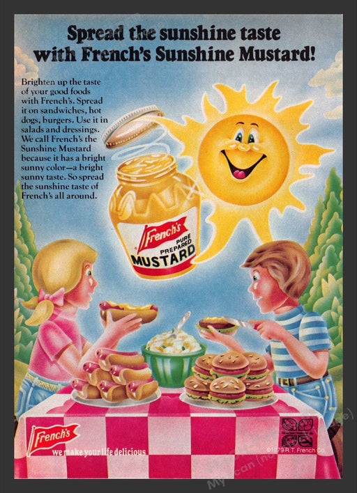 1979 French's Mustard "Spread the sunshine" Print Advertisement Ad