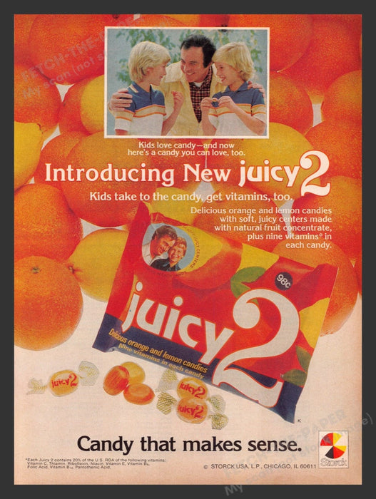 1979 New Juicy 2 Orange and Lemon Candies Print Advertisement Ad