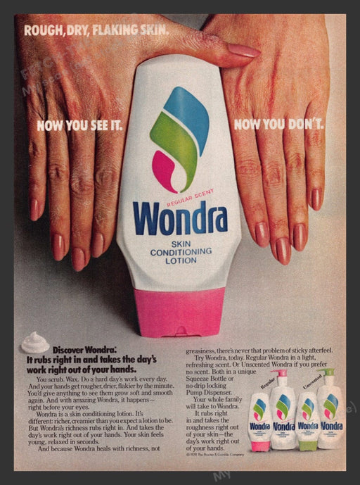 1979 Wondra Skin Conditioning Lotion Hands Print Advertisement Ad