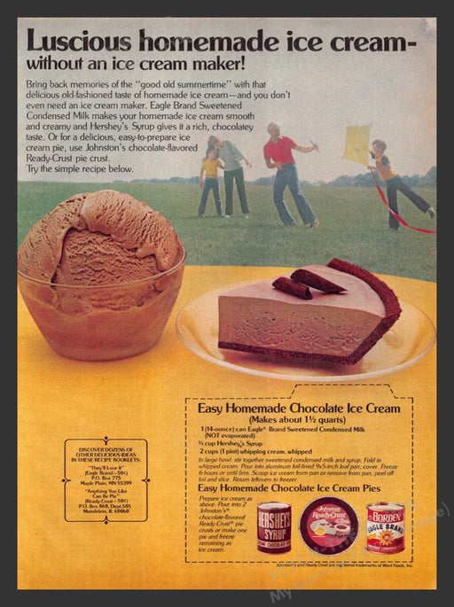 1980 Hershey & Borden "Easy Homemade Chocolate Ice Cream" Print Advertisement Ad