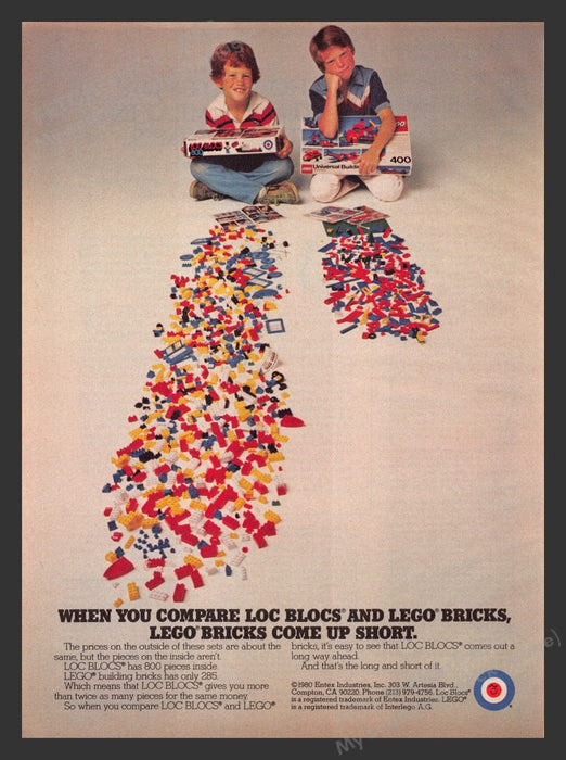 1980 Loc Blocs Vs Lego Bricks Come Up Short Print Advertisement Ad
