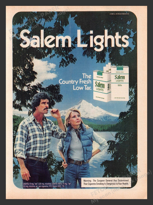 1980 Salem Lights Cigarettes Mountain Print Advertisement Ad