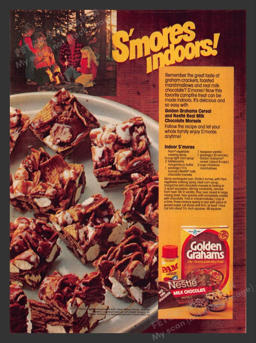 1980 Golden Grahams "Indoor S'mores" Recipe Print Advertisement Ad