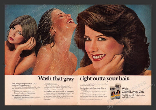 1982 Clairol Loving Care Hair Permanent Cover Gray Print Advertisement (2 Pages)