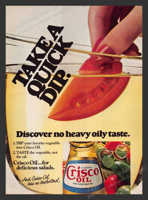 1982 Crisco Vegetable Oil Veggie Oil Dip Print Advertisement Ad