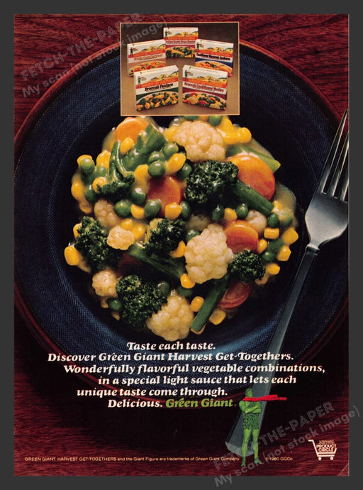 1982 Green Giant Harvest Get-Togethers Frozen Vegetables Print Advertisement Ad