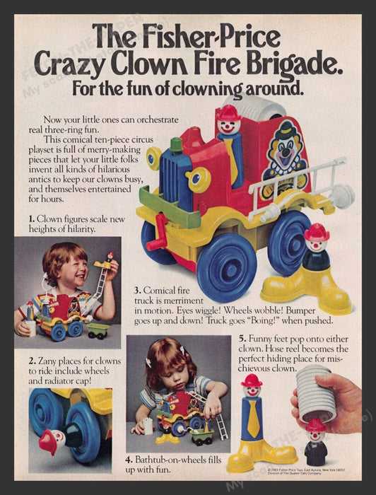 1983 Fisher Price Crazy Clown Fire Brigade Print Advertisement Ad