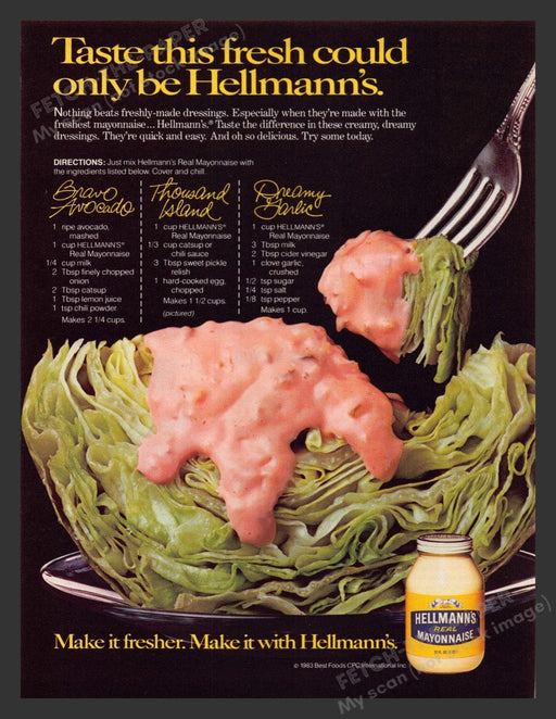 1983 Hellmann's Real Mayonnaise Salad Recipes Print Advertisement Ad