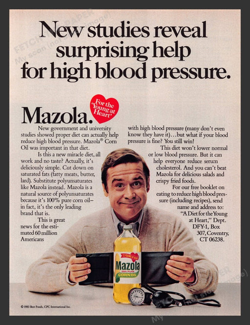 1983 Mazola Corn Oil For "Heart" Health Print Advertisement Ad