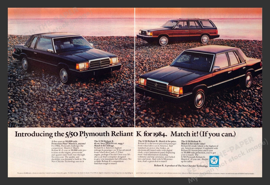 1983 Plymouth 5/50 Reliant K Vehicles Print Advertisement (2 Pages)
