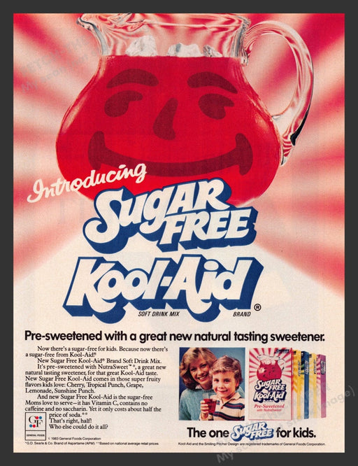 1983 Sugar Free Kool-Aid with NutraSweet Print Advertisement Ad