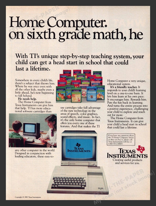 1983 Texas Instruments Home Computer Teaching System Print Advertisement Ad