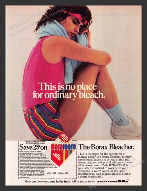 1984 Borateem The Borax Bleacher Exercise Girl Print Advertisement Ad