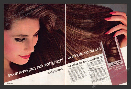 1984 Clairol Color Renewal System Brunette Sexy Print Advertisement (2 Pages)
