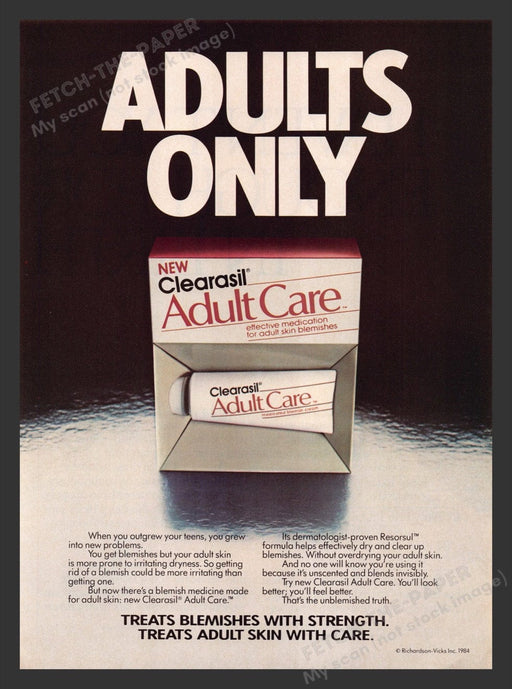 1984 Clearasil Adult Care Skin Blemish Medication Print Advertisement Ad
