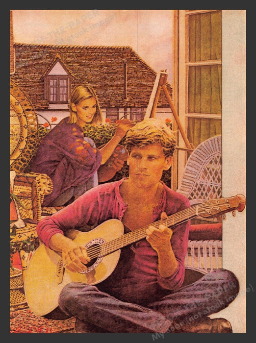 1984 Couple Guitar Playing & Painting Artist: Chuck Gilles Magazine Illustration