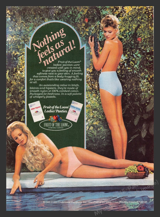 1984 Fruit of the Loom Panties Eve Garden Pool Topless Print Advertisement Ad