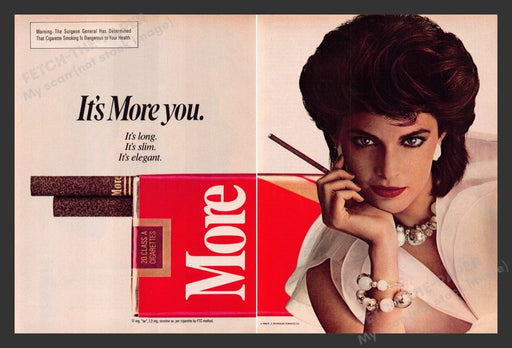 1984 More Cigarettes "It's More You" Sexy Woman Print Advertisement (2 Pages)