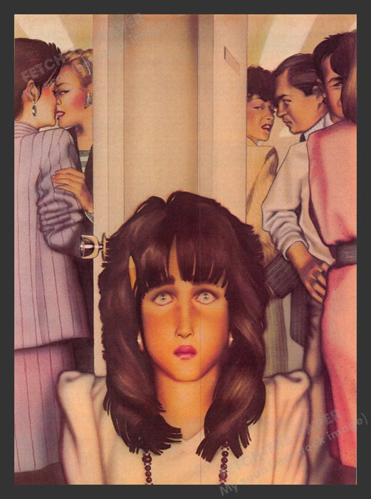1984 Paranoid Lady Gossip Magazine Illustration