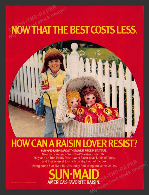 1984 Sun Maid "America's Favorite Raisin" Print Advertisement Ad