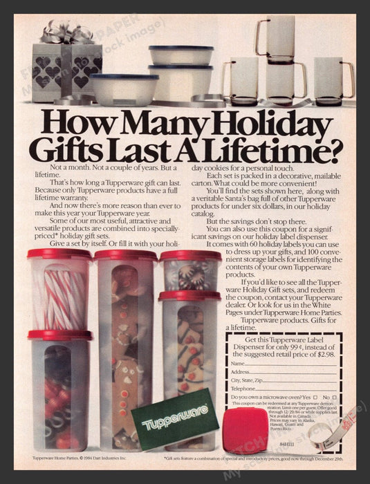 1984 Tupperware for the Holidays Print Advertisement Ad